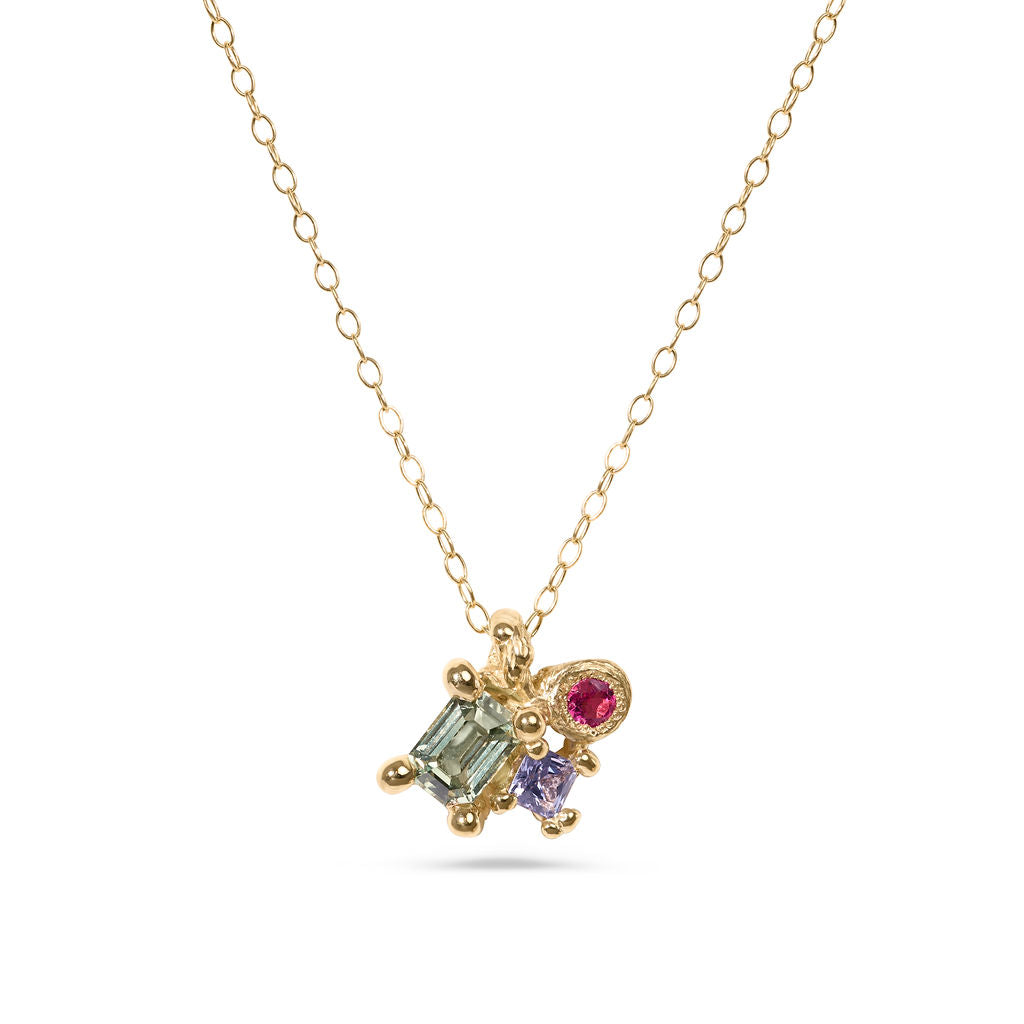 Gold and gemstone pendant nature inspired handmade in Glasgow 