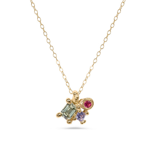 Gold and gemstone pendant nature inspired handmade in Glasgow